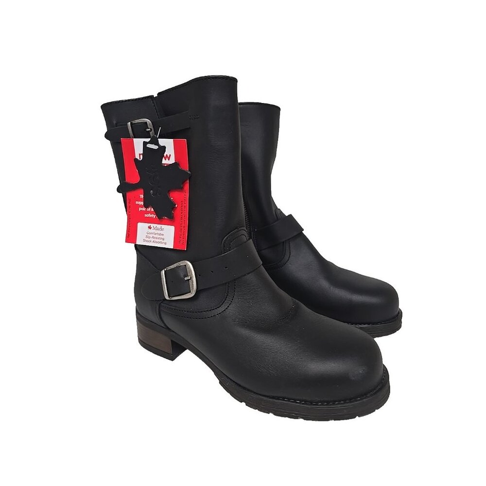 Mellow Walk Women's 412109 Safety Side Zip Boot Dress Engineer Black Size 7D